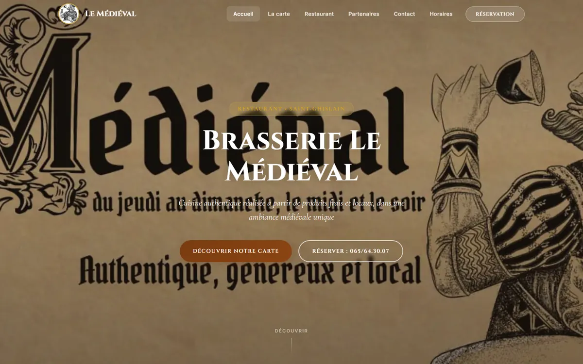 Site web de la Brasserie Le Médiéval à Saint-Ghislain